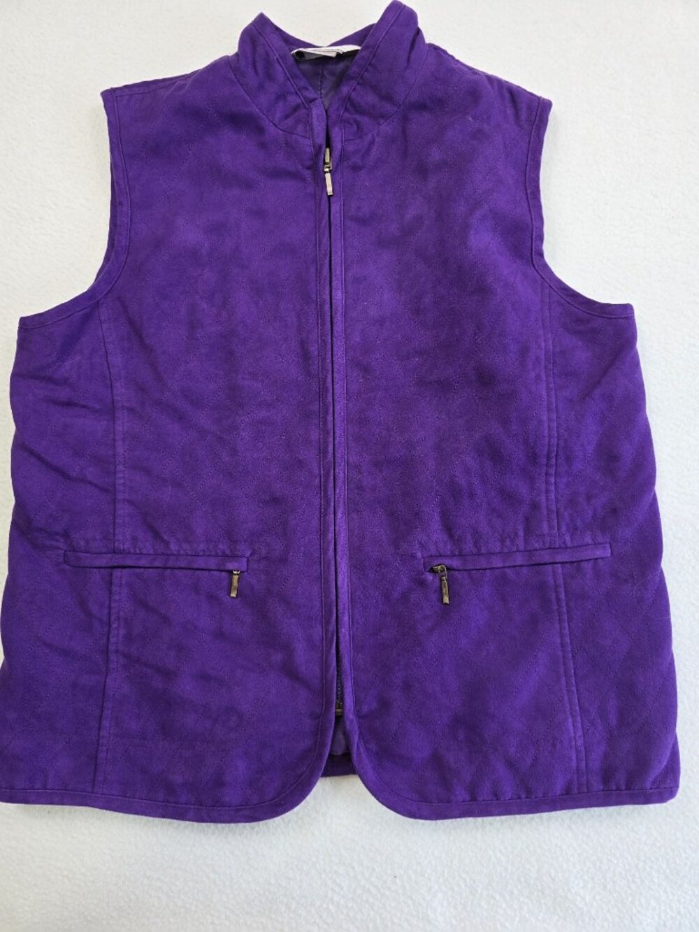 Allison Daley 4P Purple Quilted Zip Vest Lightweight